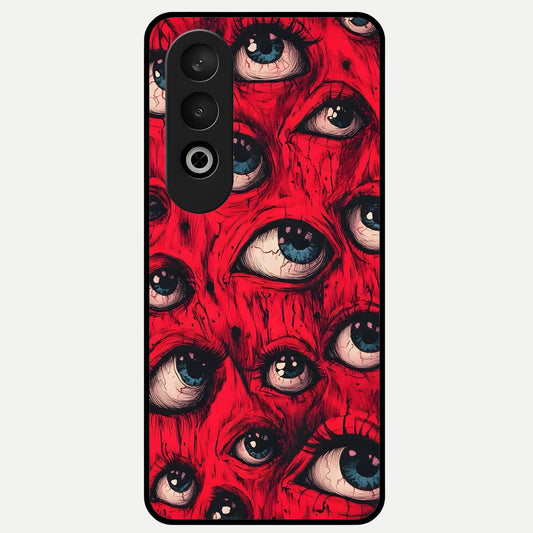  Red Eyes Pattern Glass Case For Oneplus Nord CE4 back cover – full design glossy printed glass finish