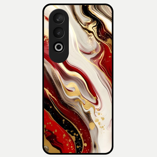  Red And White Marble Glass Case For Oneplus Nord CE4 back cover – full design glossy printed glass finish