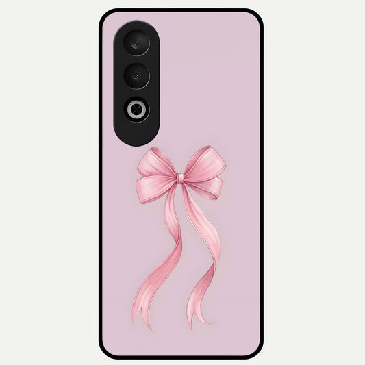  Soft Blush Bow Glass Case For Oneplus Nord CE4 back cover – full design glossy printed glass finish