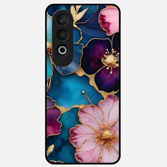  Sparkle Floral Glass Case For Oneplus Nord CE4 back cover – full design glossy printed glass finish