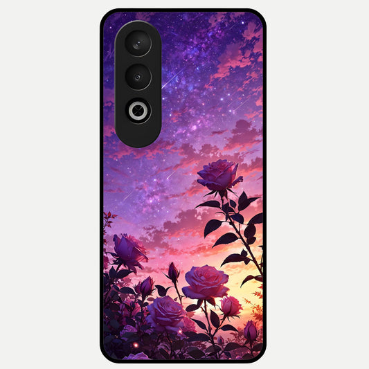  Starlit Rose Twilight Glass Case For Oneplus Nord CE4 back cover – full design glossy printed glass finish