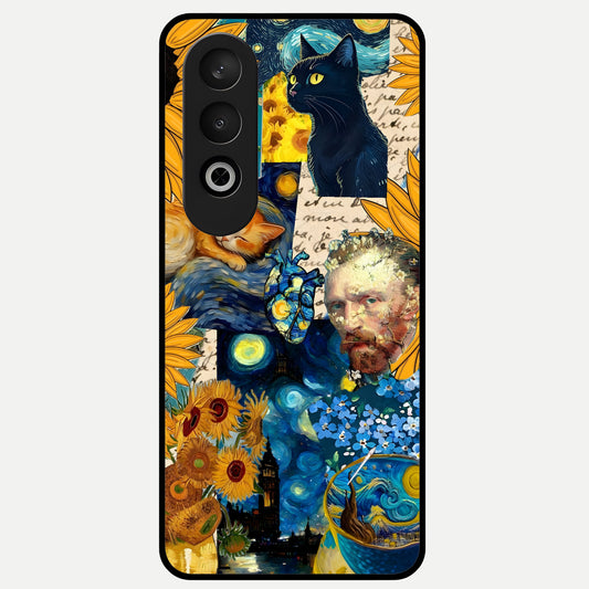  Sunflower Chic Mood Custom Name Glass Case For Oneplus Nord CE4 back cover – full design glossy printed glass finish
