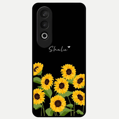  Sunflower Sky Bloom Glass Case For Oneplus Nord CE4 back cover – full design glossy printed glass finish
