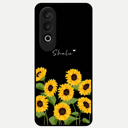  Sunflower Sky Bloom Glass Case For Oneplus Nord CE4 back cover – full design glossy printed glass finish