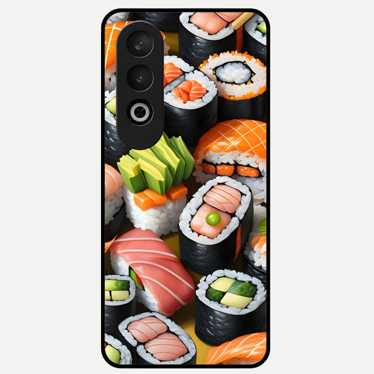  Sushi Food Pattern Glass Case For Oneplus Nord CE4 back cover – full design glossy printed glass finish