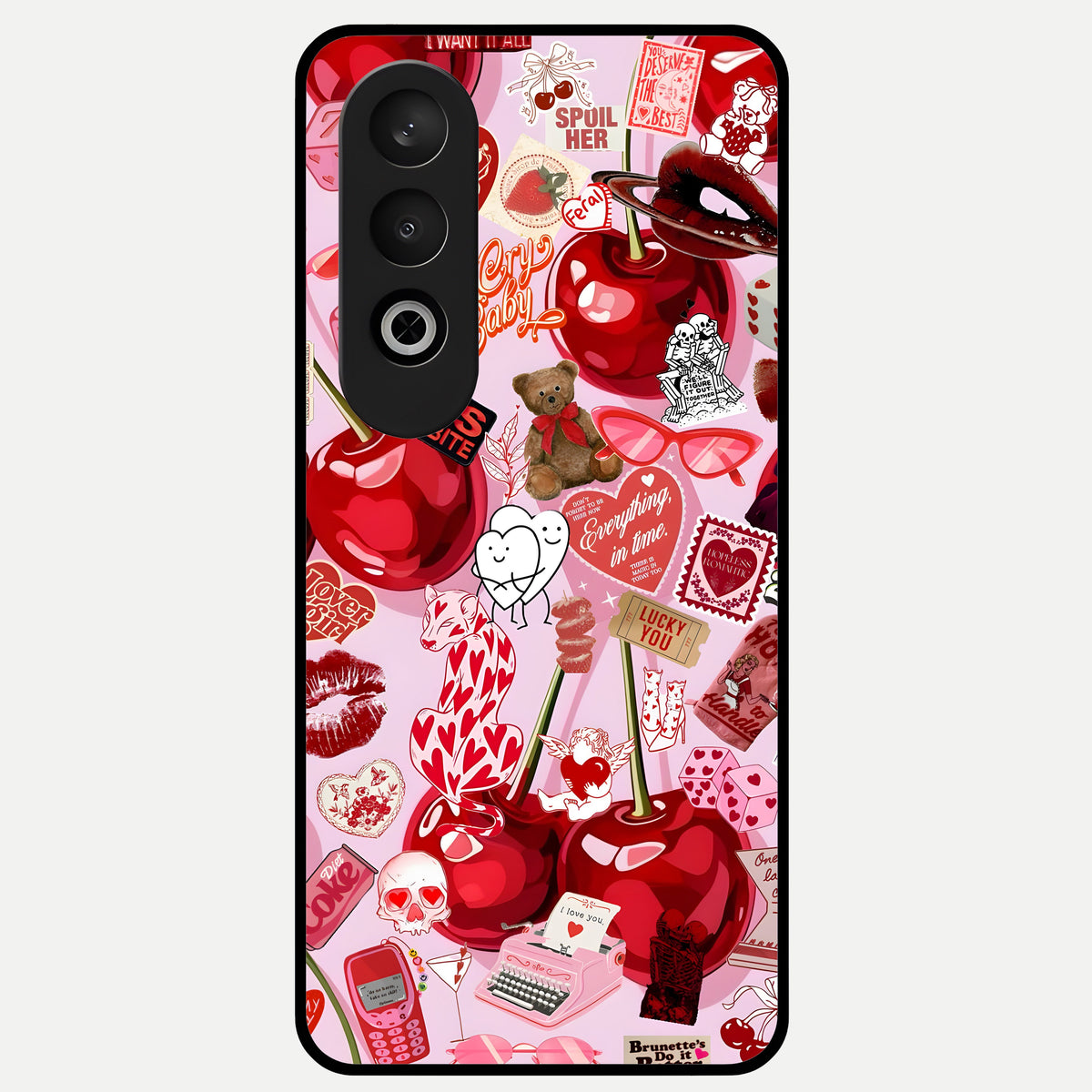  Sweet Cherry Chaos Glass Case For Oneplus Nord CE4 back cover – full design glossy printed glass finish