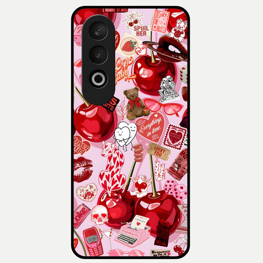  Sweet Cherry Chaos Glass Case For Oneplus Nord CE4 back cover – full design glossy printed glass finish