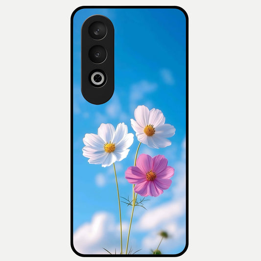  Tripple Flowers With Sky Glass Case For Oneplus Nord CE4 back cover – full design glossy printed glass finish