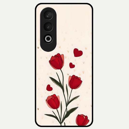  Tulip With Heart Glass Case For Oneplus Nord CE4 back cover – full design glossy printed glass finish