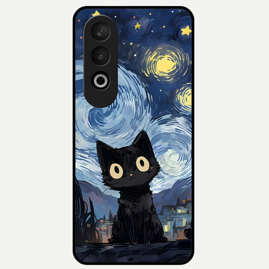  Van Gogh Cat Glass Case For Oneplus Nord CE4 back cover – full design glossy printed glass finish