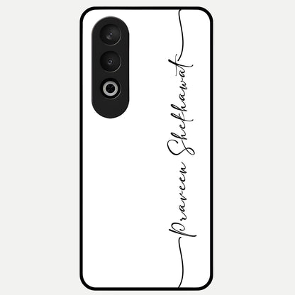  White Tune Custom Name Glass Case For Oneplus Nord CE4 back cover – personalized glossy printed glass finish