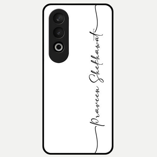  White Tune Custom Name Glass Case For Oneplus Nord CE4 back cover – personalized glossy printed glass finish