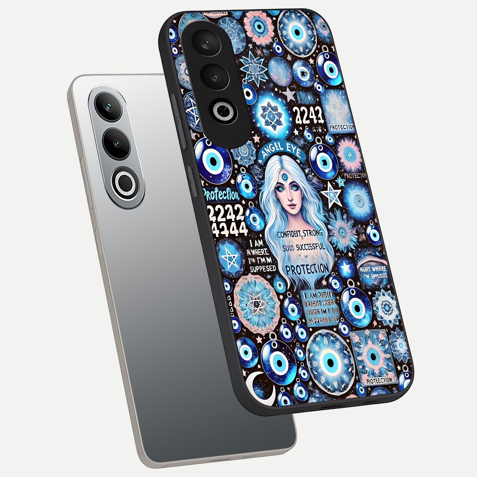  Angel Aura Shield phone case For Oneplus Nord CE4 showing premium glass back cover with detailed artwork