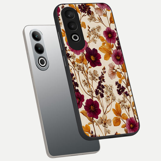  Autumn Wine Bloom phone case For Oneplus Nord CE4 showing premium glass back cover with detailed artwork