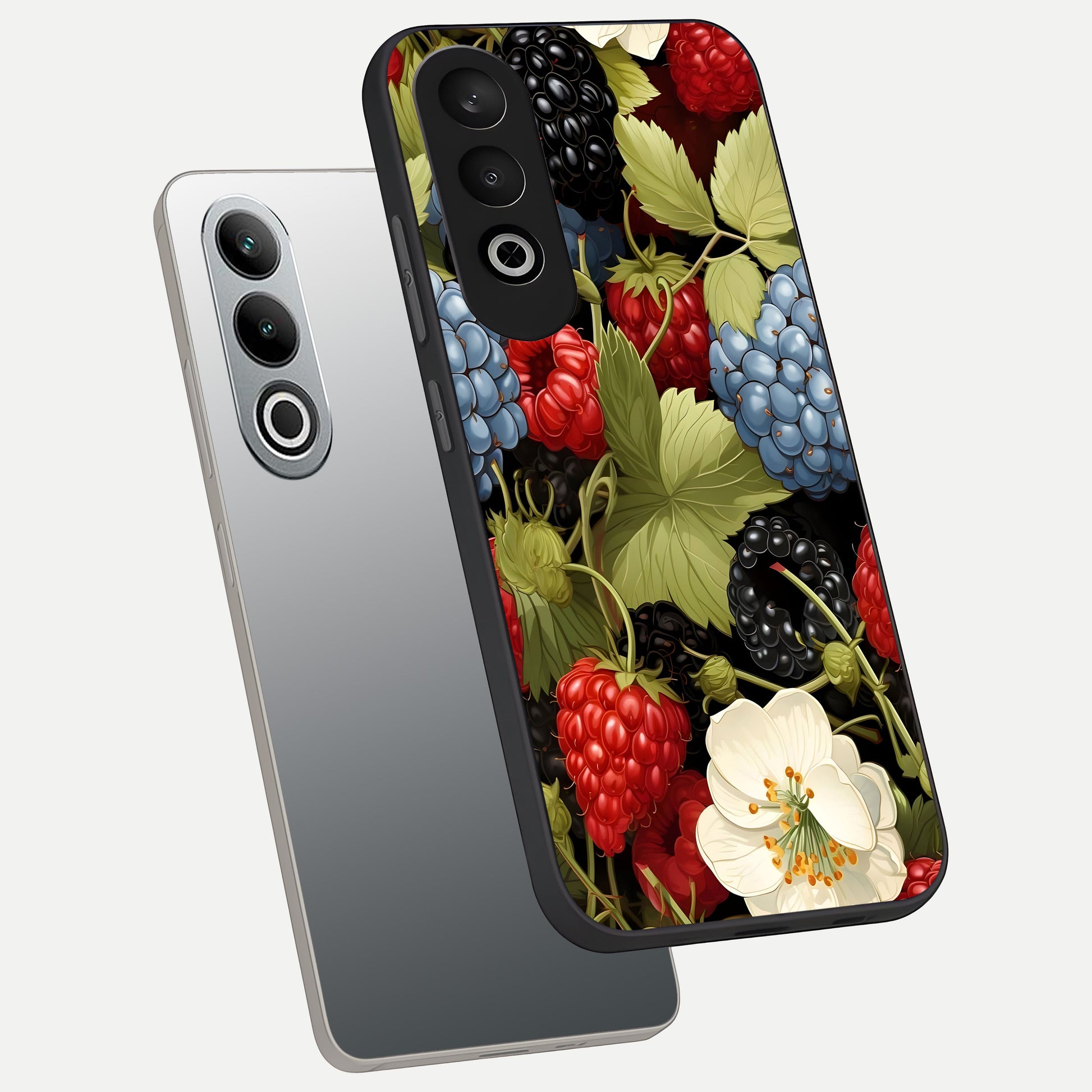  Berry Bloom Charm phone case For Oneplus Nord CE4 showing premium glass back cover with detailed artwork