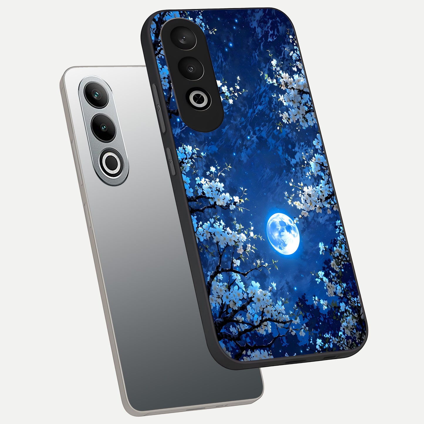  Blossom Moonlight Sky phone case For Oneplus Nord CE4 showing premium glass back cover with detailed artwork
