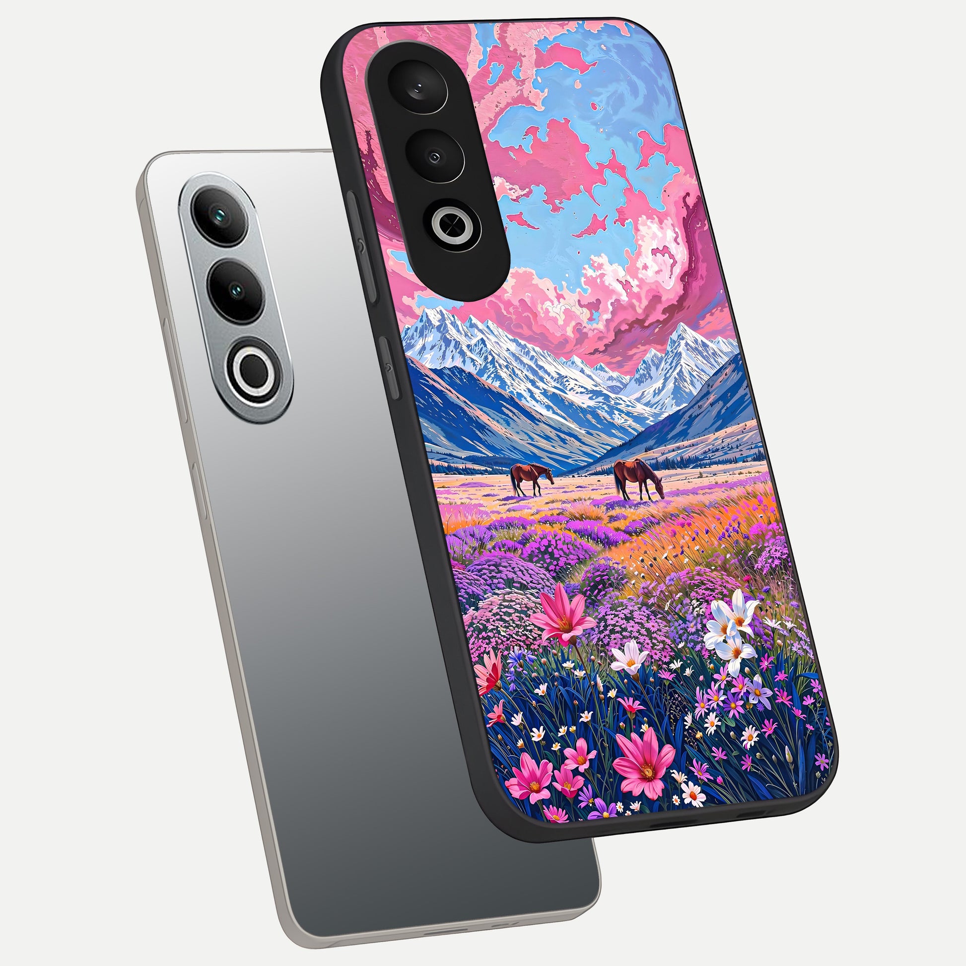  Blossom Valley Dream phone case For Oneplus Nord CE4 showing premium glass back cover with detailed artwork
