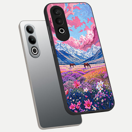  Blossom Valley Dream phone case For Oneplus Nord CE4 showing premium glass back cover with detailed artwork