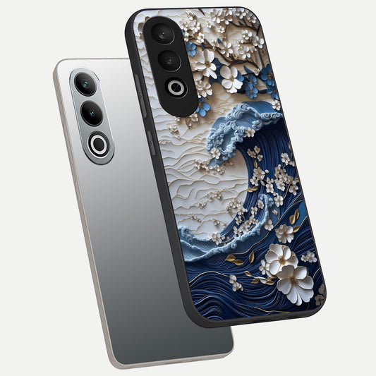  Blossom Wave Art phone case For Oneplus Nord CE4 showing premium glass back cover with detailed artwork
