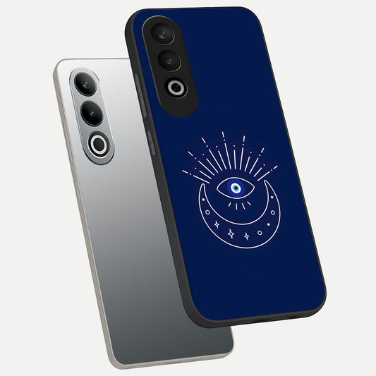  Blue Evil Eye phone case For Oneplus Nord CE4 showing premium glass back cover with detailed artwork