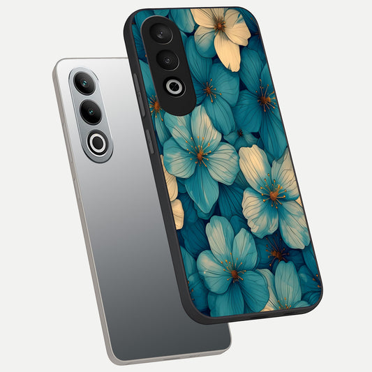  Blue Shade Floral phone case For Oneplus Nord CE4 showing premium glass back cover with detailed artwork