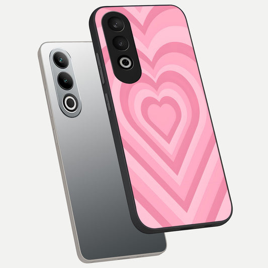  Blush Heart Waves phone case For Oneplus Nord CE4 showing premium glass back cover with detailed artwork