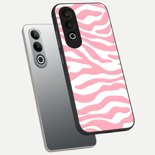  Blush Zebra Flow phone case For Oneplus Nord CE4 showing premium glass back cover with detailed artwork