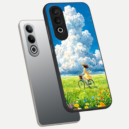  Breezy Meadow Ride phone case For Oneplus Nord CE4 showing premium glass back cover with detailed artwork