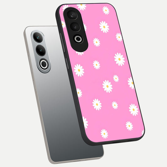  Bubblegum Daisy Pop phone case For Oneplus Nord CE4 showing premium glass back cover with detailed artwork