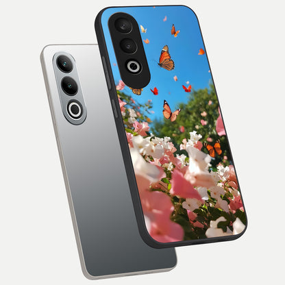  Butterflies In Bloom Sky phone case For Oneplus Nord CE4 showing premium glass back cover with detailed artwork