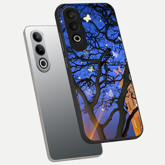  Butterfly Night Magic phone case For Oneplus Nord CE4 showing premium glass back cover with detailed artwork
