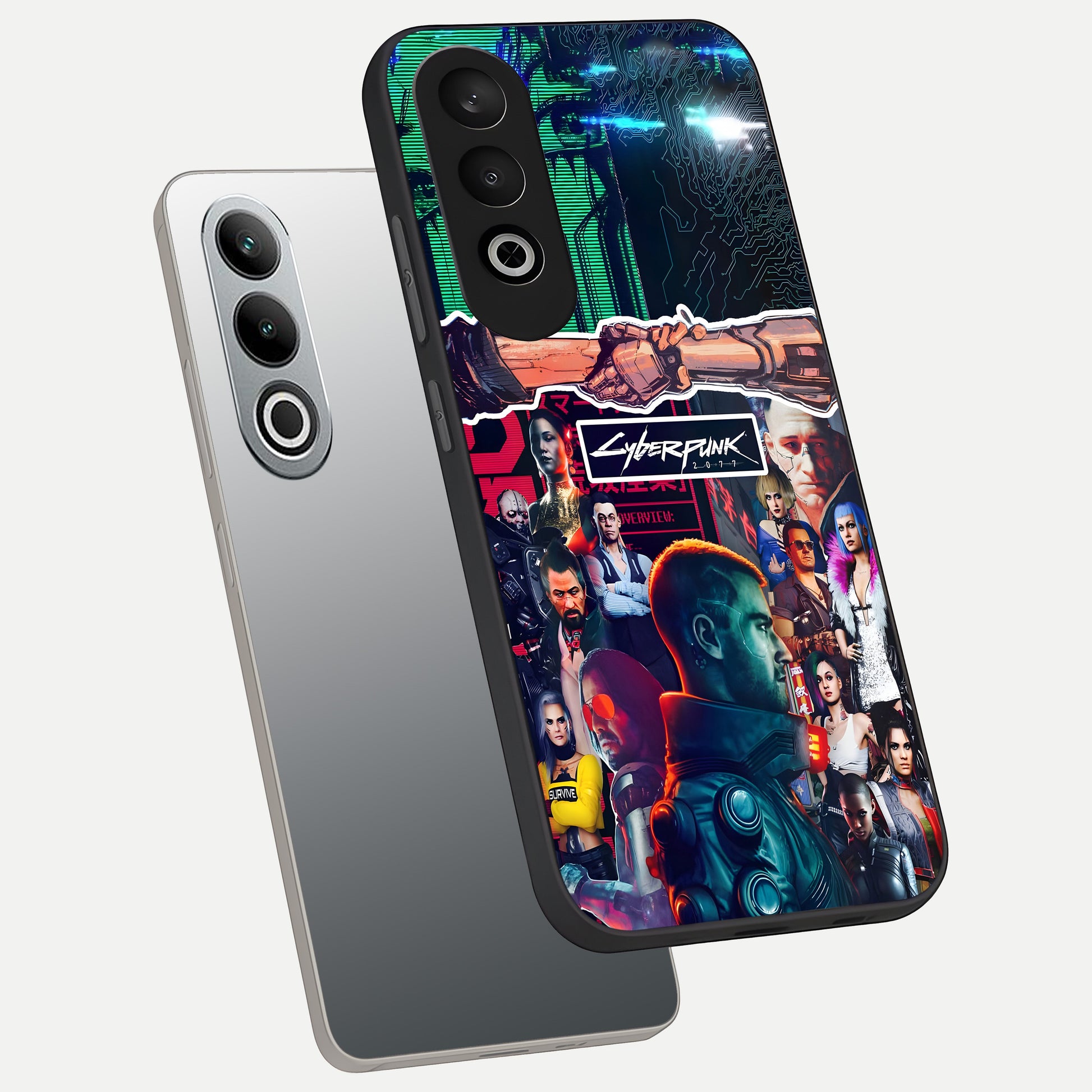  CYBERPUNK Legacy phone case For Oneplus Nord CE4 showing premium glass back cover with detailed artwork