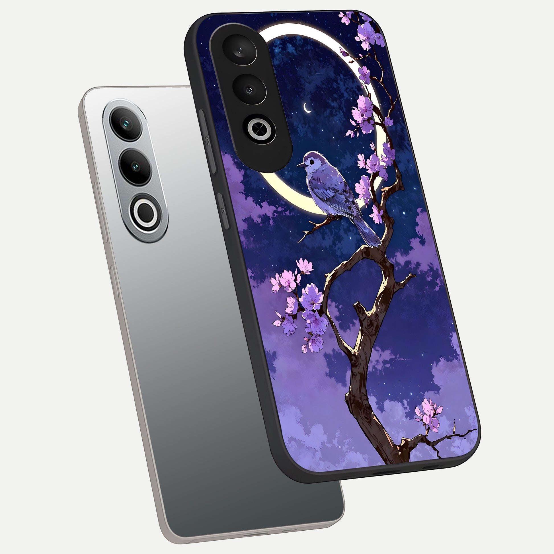  Celestial Bird Blossom phone case For Oneplus Nord CE4 showing premium glass back cover with detailed artwork