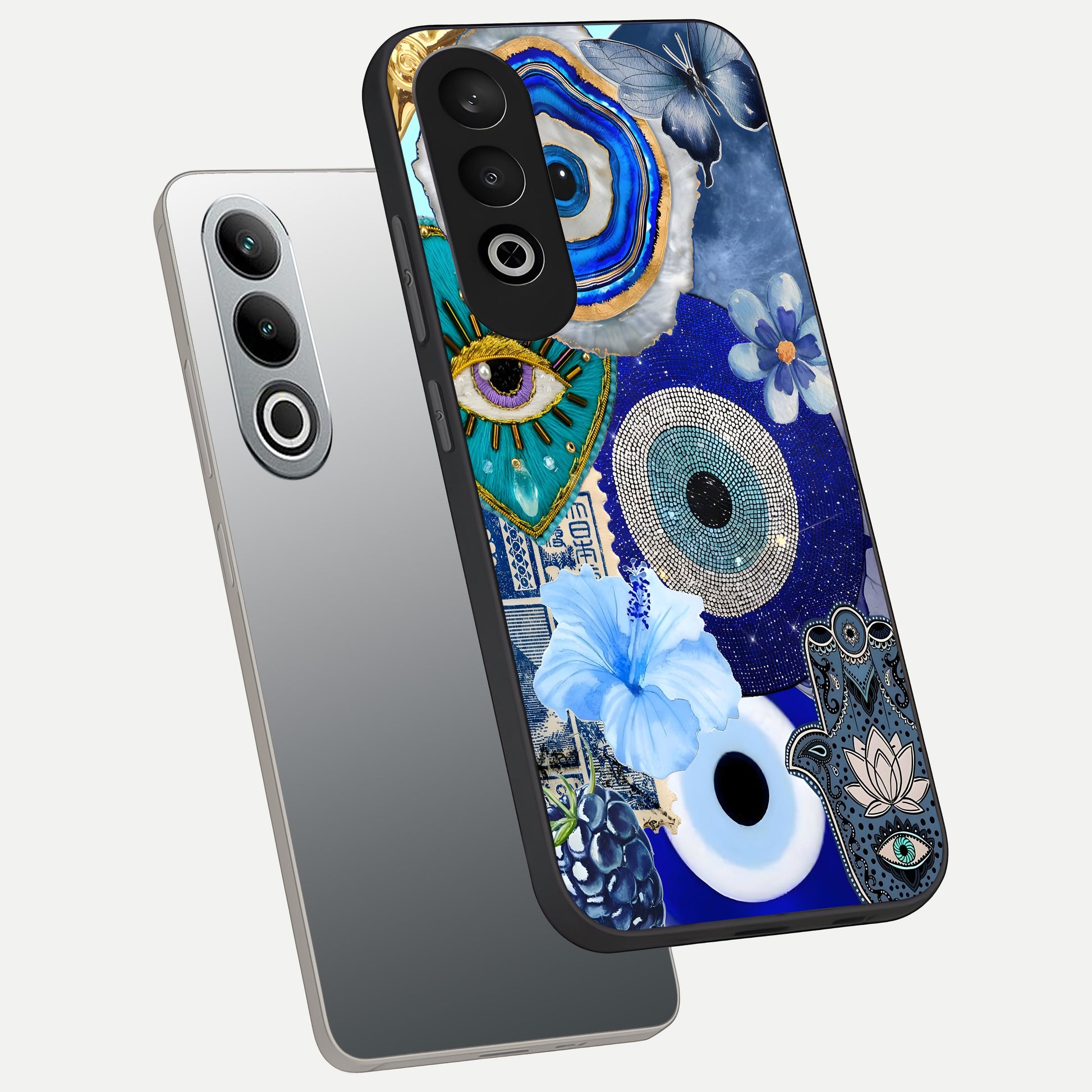 Celestial Blue Vision phone case For Oneplus Nord CE4 showing premium glass back cover with detailed artwork