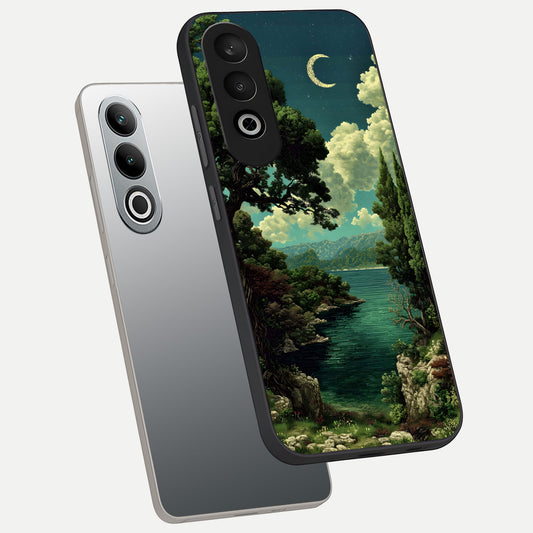  Celestial Lake Peace phone case For Oneplus Nord CE4 showing premium glass back cover with detailed artwork