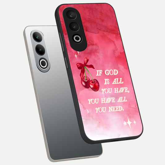  Cherry Quote phone case For Oneplus Nord CE4 showing premium glass back cover with detailed artwork