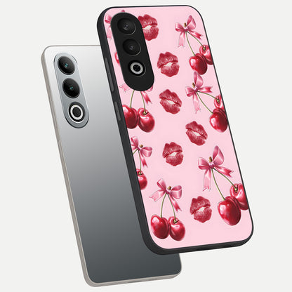  Cherry With Lips phone case For Oneplus Nord CE4 showing premium glass back cover with detailed artwork