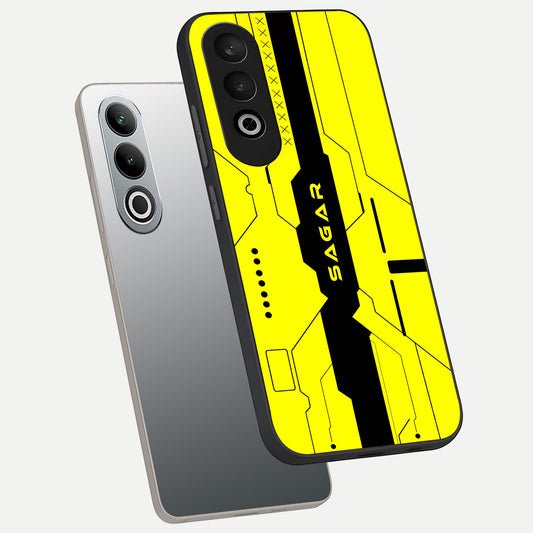  Circuit CYBERPUNK Custom Name phone case For Oneplus Nord CE4 showing premium glass back cover with detailed artwork
