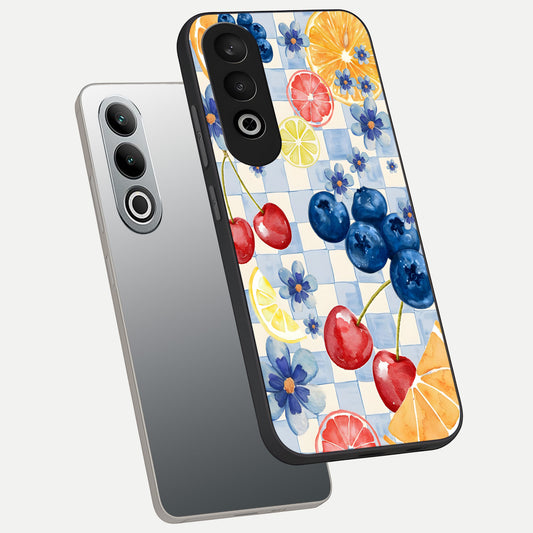  Citrus Bloom Joy phone case For Oneplus Nord CE4 showing premium glass back cover with detailed artwork