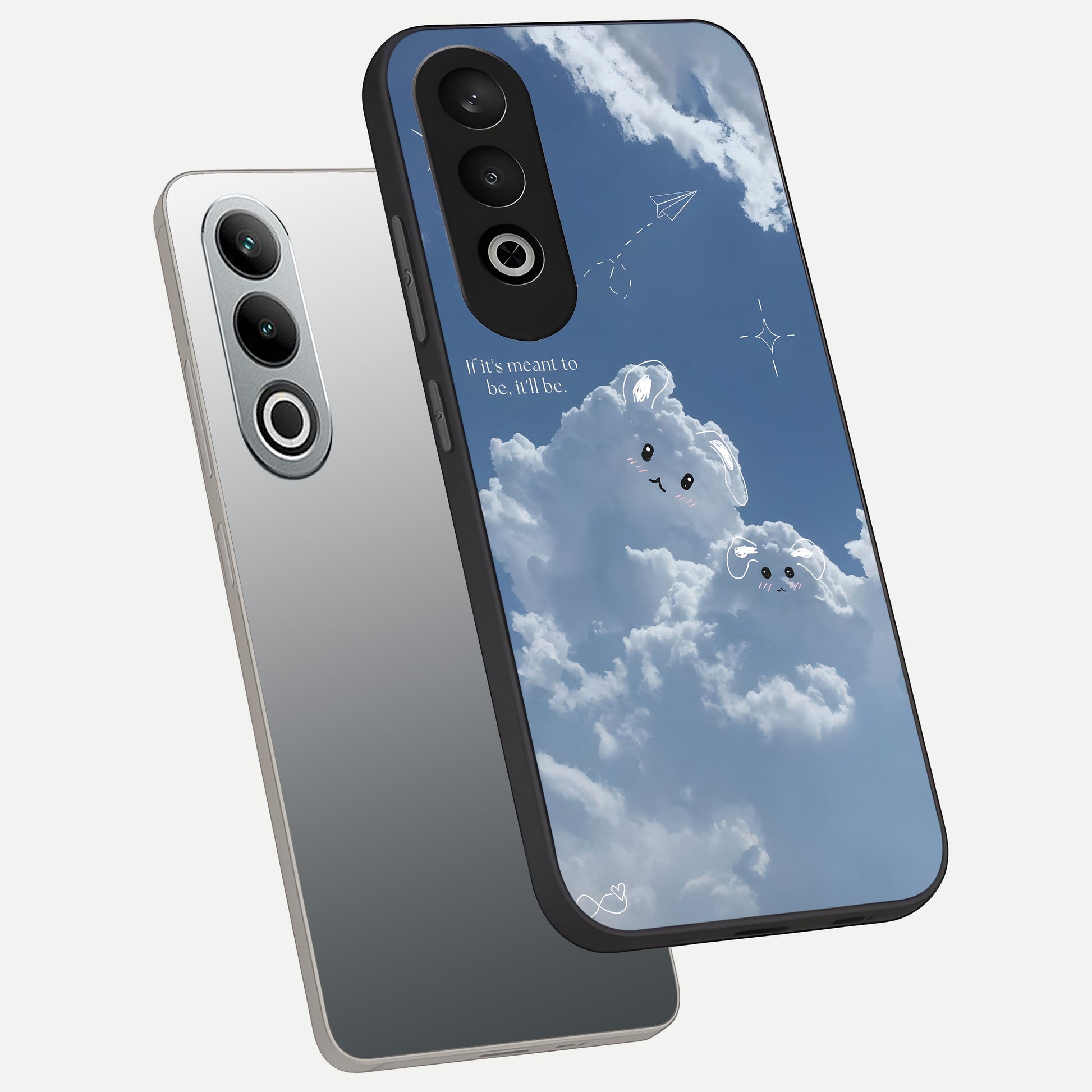  Cloud Bunny Dreams phone case For Oneplus Nord CE4 showing premium glass back cover with detailed artwork