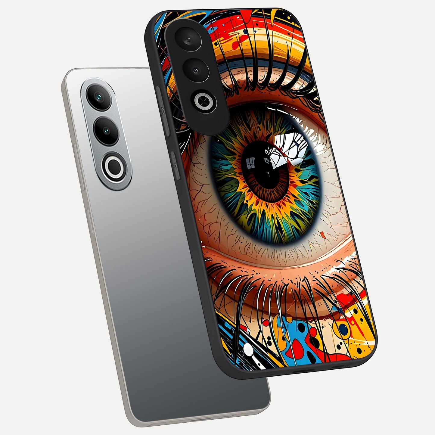 Colorful Eye phone case For Oneplus Nord CE4 showing premium glass back cover with detailed artwork