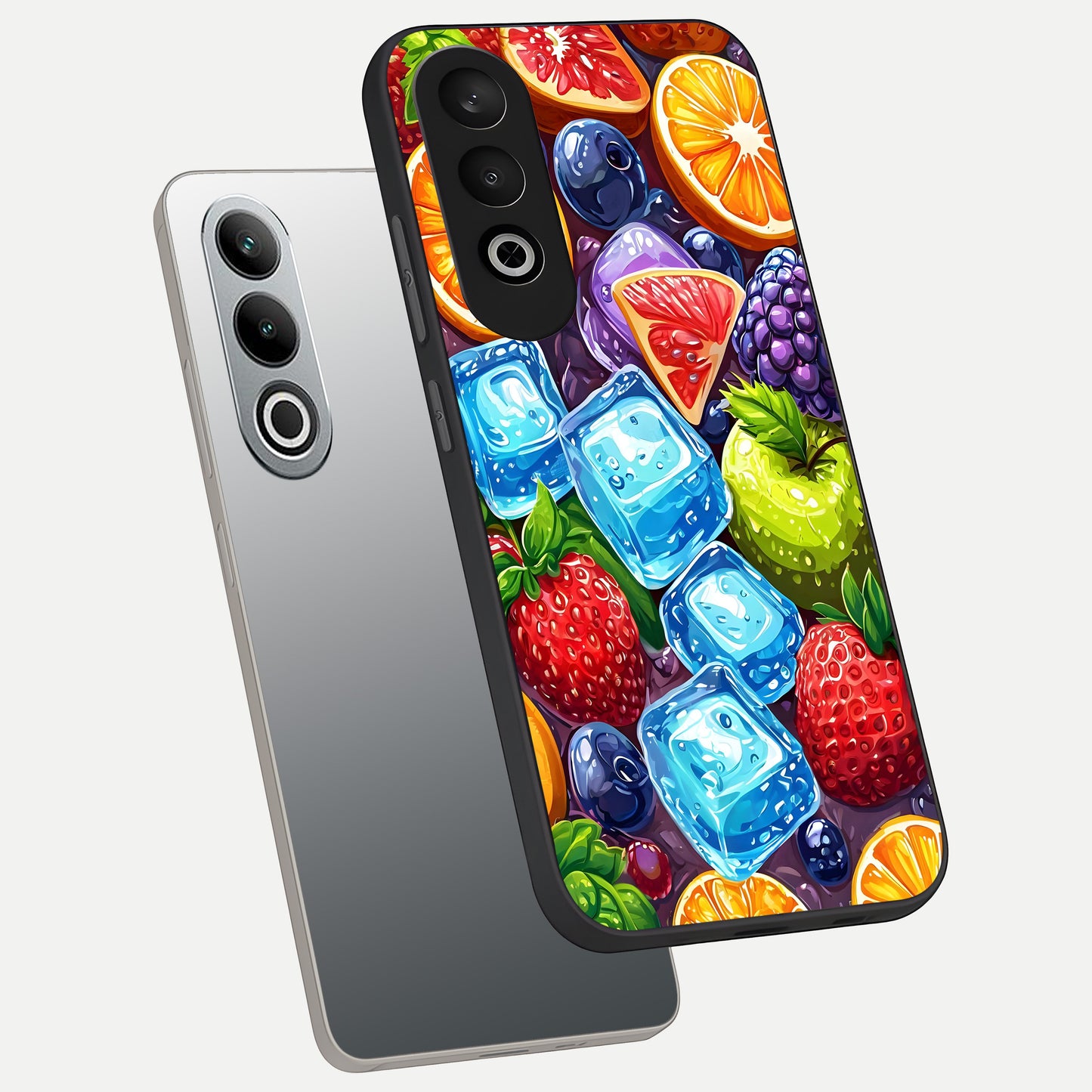  Colorful Fruits with Ice phone case For Oneplus Nord CE4 showing premium glass back cover with detailed artwork