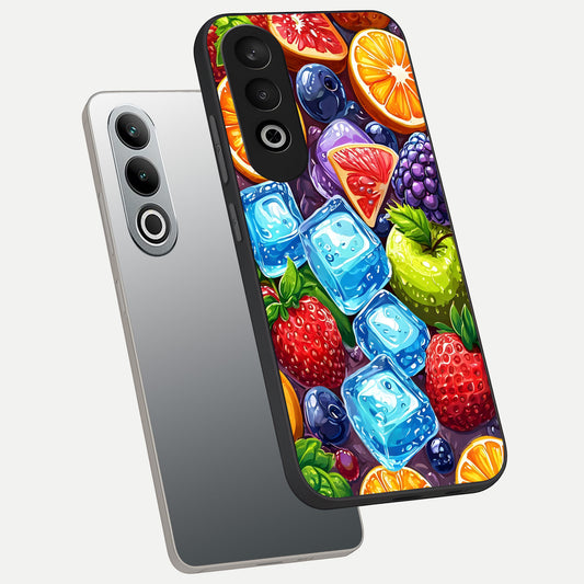  Colorful Fruits with Ice phone case For Oneplus Nord CE4 showing premium glass back cover with detailed artwork