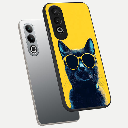  Cool Cat Vibes phone case For Oneplus Nord CE4 showing premium glass back cover with detailed artwork