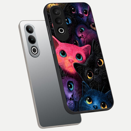  Cosmic Cats Dreams phone case For Oneplus Nord CE4 showing premium glass back cover with detailed artwork
