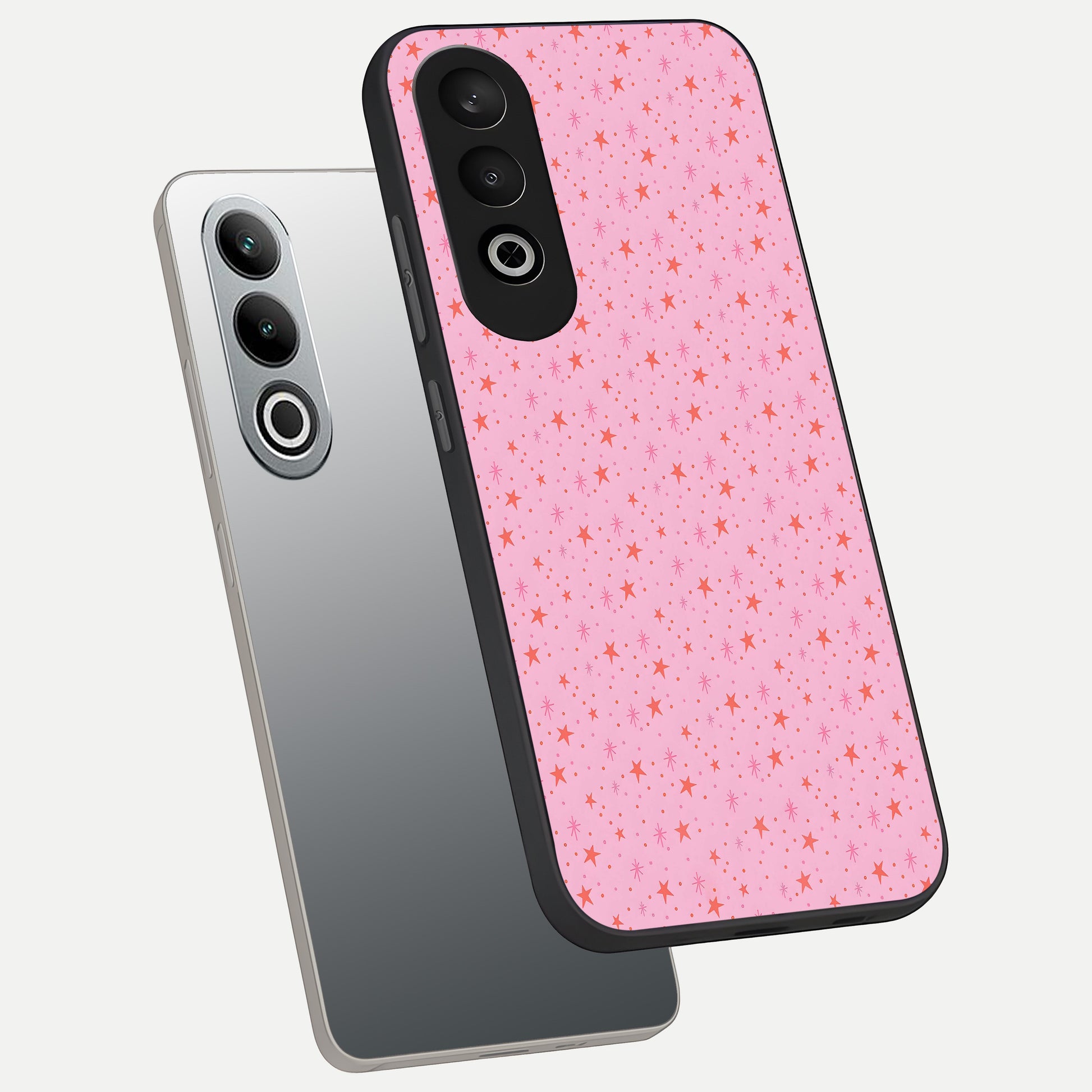  Cosmic Pink Sparkle phone case For Oneplus Nord CE4 showing premium glass back cover with detailed artwork