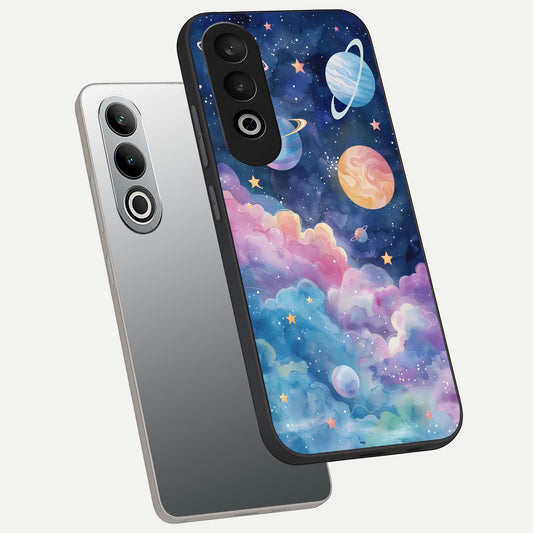  Cosmic Planet Dreams phone case For Oneplus Nord CE4 showing premium glass back cover with detailed artwork