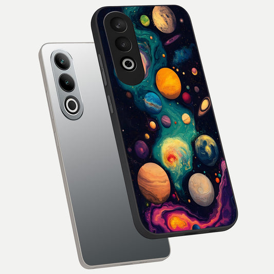  Cosmic Planet Journey phone case For Oneplus Nord CE4 showing premium glass back cover with detailed artwork