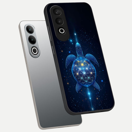  Crimson Blue Turtle phone case For Oneplus Nord CE4 showing premium glass back cover with detailed artwork