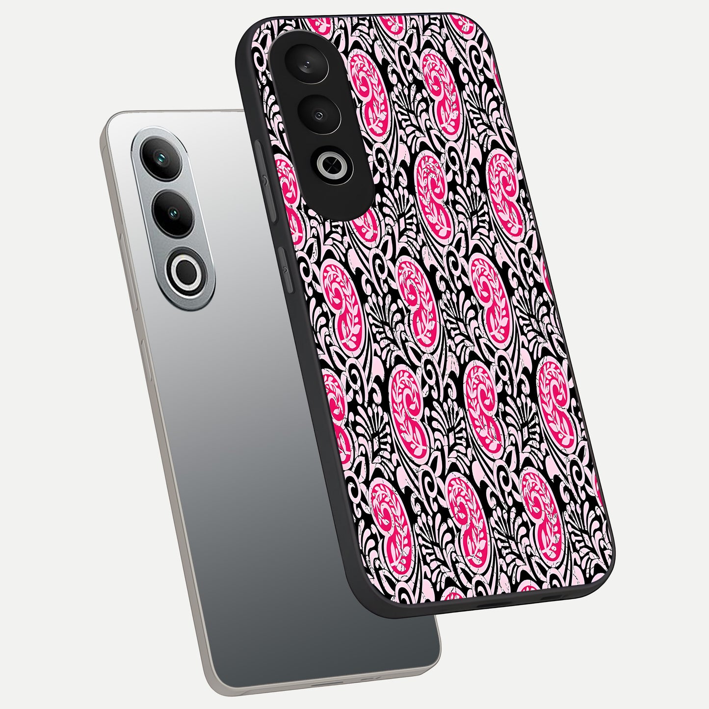  Crimson Paisley Charm phone case For Oneplus Nord CE4 showing premium glass back cover with detailed artwork